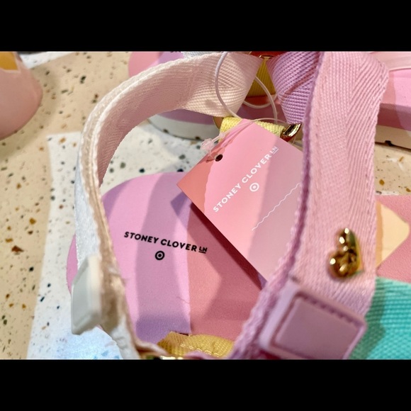 Stoney Clover Lane Sport Sandals Multi Pastel Colors with Gold Heart - Picture 6 of 11